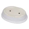 The underside of a white ceramic bonsai pot with drainage holes. Produktbild-Vorschau