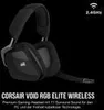 A black gaming headset is shown against a black background with text and a wireless icon. Produktbild-Vorschau
