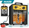 A product shot of an electric heater with dimensions and a smaller inset image of the same heater. Produktbild-Vorschau