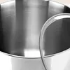 A close-up view of the interior and rim of a large stainless steel pot with a glass lid partially covering it. Produktbild-Vorschau