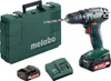A Metabo cordless drill with accessories, including a case, battery, and charger, displayed against a white background. Produktbild-Vorschau