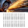 A close-up view of a metal grinding tool creating sparks, with a row of small metal grinding bits below. Produktbild-Vorschau