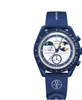 A close-up studio shot of a blue and white watch with a blue strap. Produktbild-Vorschau