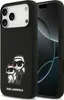 A black phone case with a Karl Lagerfeld design is shown next to a smartphone. Produktbild-Vorschau