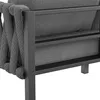 Close-up view of the side and back of a gray outdoor sofa set. Produktbild-Vorschau