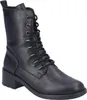 A studio shot of a single black boot. Podgląd zdjęcia produktu