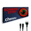 A product image showing a sign with text and symbols, along with three power cords. Náhled obrázku produktu