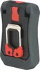 The back of a black and gray work light with red accents and a metal clip. Náhled obrázku produktu