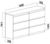 Roe Furniture | Kommode - 6 Schubladen - 140 cm - Weiß Produktbild-Vorschau 5