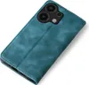 A teal flip-style phone case for a Xiaomi Redmi Note 13 Pro is shown from a diagonal top-down view against a white background. Produktbild-Vorschau