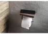 Sapho toiletrolhouder met opbergruimte, mat zwart/walnoot Productafbeelding-voorbeeld 2