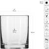 A clear glass tumbler with dimensions and capacity indicated by text and lines. Anteprima dell’immagine prodotto