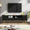 MODFU Meuble TV Noir avec 2 Portes et 2 Tiroirs, Meuble Bas Voir les images du produit 3