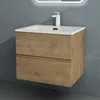 A wall-mounted bathroom vanity with a white sink and faucet, set against a gray wall. Anteprima dell’immagine prodotto