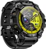 A close-up, angled view of a black and yellow smartwatch against a white background. Podgląd zdjęcia produktu