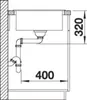A technical drawing of a sink and plumbing system with dimensions. Produktbild-Vorschau