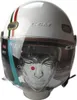 A white motorcycle helmet with Italian flag colors and a clear visor. Podgląd zdjęcia produktu