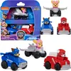 A collage of Paw Patrol Pup Squad mini-vehicles and their packaging. Produktbild-Vorschau