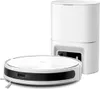 A white robot vacuum cleaner and its charging/emptying station are shown against a white background. Produktbild-Vorschau
