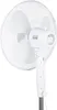 A white stand fan shown from a side angle against a white background. Voir les images du produit