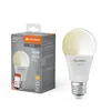 A product shot of a smart LED light bulb and its packaging, presented on a white background. Produktbild-Vorschau