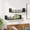 vidaXL Mensola a muro con ripiano 2 pezzi look rovere nero Anteprima dell’immagine prodotto 4