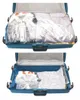 Two images of an open suitcase with vacuum-sealed bags of clothes inside. Podgląd zdjęcia produktu