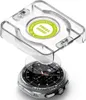 A screen protector with an application guide is shown above a smartwatch. Produktbild-Vorschau