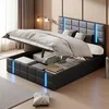 UnboxG Letto imbottito matrimoniale 160x200 cm con LED, USB Anteprima dell’immagine prodotto 4