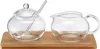 Weis Zucker-/Sahne Set Glas mit Bambustablett, klar/natur, Produktbild-Vorschau 1