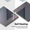 A split image showing a scratched screen before and a clear screen after applying a protective film. Text describes the self-healing feature. Náhled obrázku produktu