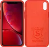 A red iPhone XR phone case is shown next to a red iPhone XR. Produktbild-Vorschau