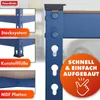 Close-up view of a blue metal shelving unit with callouts for features. Anteprima dell’immagine prodotto