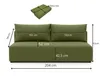 A green sofa with dimensions indicated by measurement lines and text. Anteprima dell’immagine prodotto