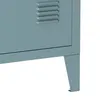 A close-up view of the bottom corner of a gray-blue metal cabinet, showing its leg and ventilation detail. Anteprima dell’immagine prodotto
