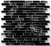A sheet of black glass mosaic tiles with a brick-like pattern, arranged on a white background. Anteprima dell’immagine prodotto
