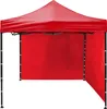 A red pop-up tent with side walls, shown from the front. Produktbild-Vorschau