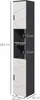 A tall, narrow cabinet with two doors and open shelves, shown with dimensions indicated. Produktbild-Vorschau