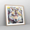 Gerahmtes Poster - Rahmen in heller Eiche - Öl Wolf Hund - Produktbild-Vorschau 8