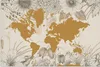 MuchoWow® Poster Weltkarte - Gold - Blumen 120x80 cm - Produktbild-Vorschau 1