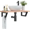 vidaXL Staffe per lavabo 2 pz. acciaio nero trapezoidale Anteprima dell’immagine prodotto 2