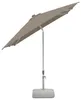 A rectangular patio umbrella with a beige-grey canopy and a grey pole and base, shown against a white background. Produktbild-Vorschau