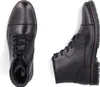 A top-down and side view of a pair of black leather boots. Produktbild-Vorschau