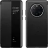 A black leather phone case for a Huawei Mate 50 Pro is shown from the front and back. Produktbild-Vorschau