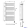 Technical drawing of a radiator with dimensions and mounting details. Produktbild-Vorschau