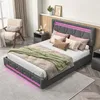 Letto imbottito 140x200cm con testata contenitore e LED, Anteprima dell’immagine prodotto 7