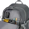 Close-up view of the interior of a gray backpack, showing various items packed inside. Anteprima dell’immagine prodotto