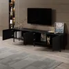 Meuble TV Merax à 4 portes aux lignes courbes en 3D, meuble Voir les images du produit 2