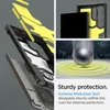 A collage of images showing a phone case's construction, a phone inside a case, and a ball dropping onto a surface to demonstrate shock absorption. Náhled obrázku produktu