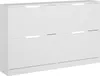 A white shoe cabinet with two flip-down compartments. Voir les images du produit